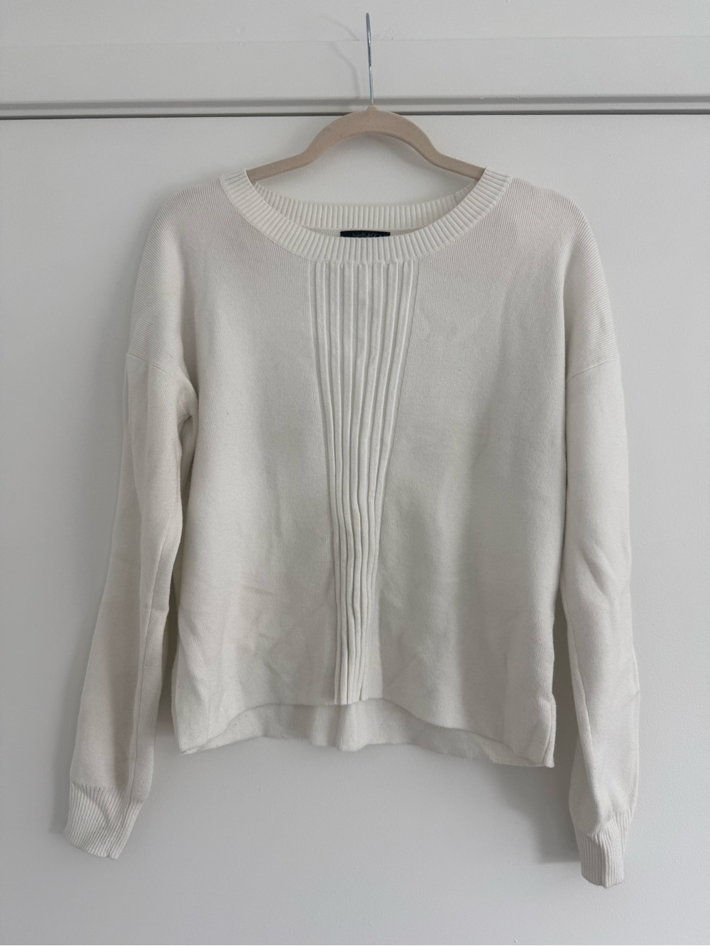 bobi Cream Rib-Front Crewneck Sweater